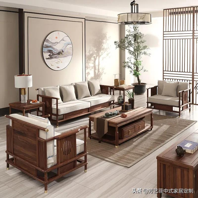 新中式沙发带贵妃榻合适吗,客厅沙发带贵妃位好看吗