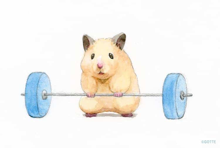 生活里可爱的小仓鼠,水彩颜料画可爱的仓鼠