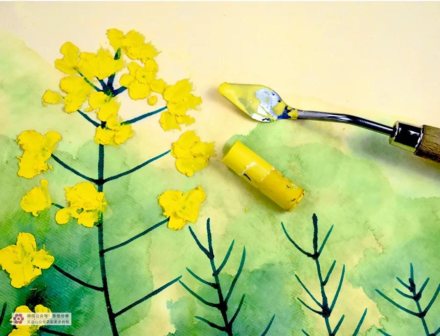 油画棒画油菜花,油菜花油画棒儿童画