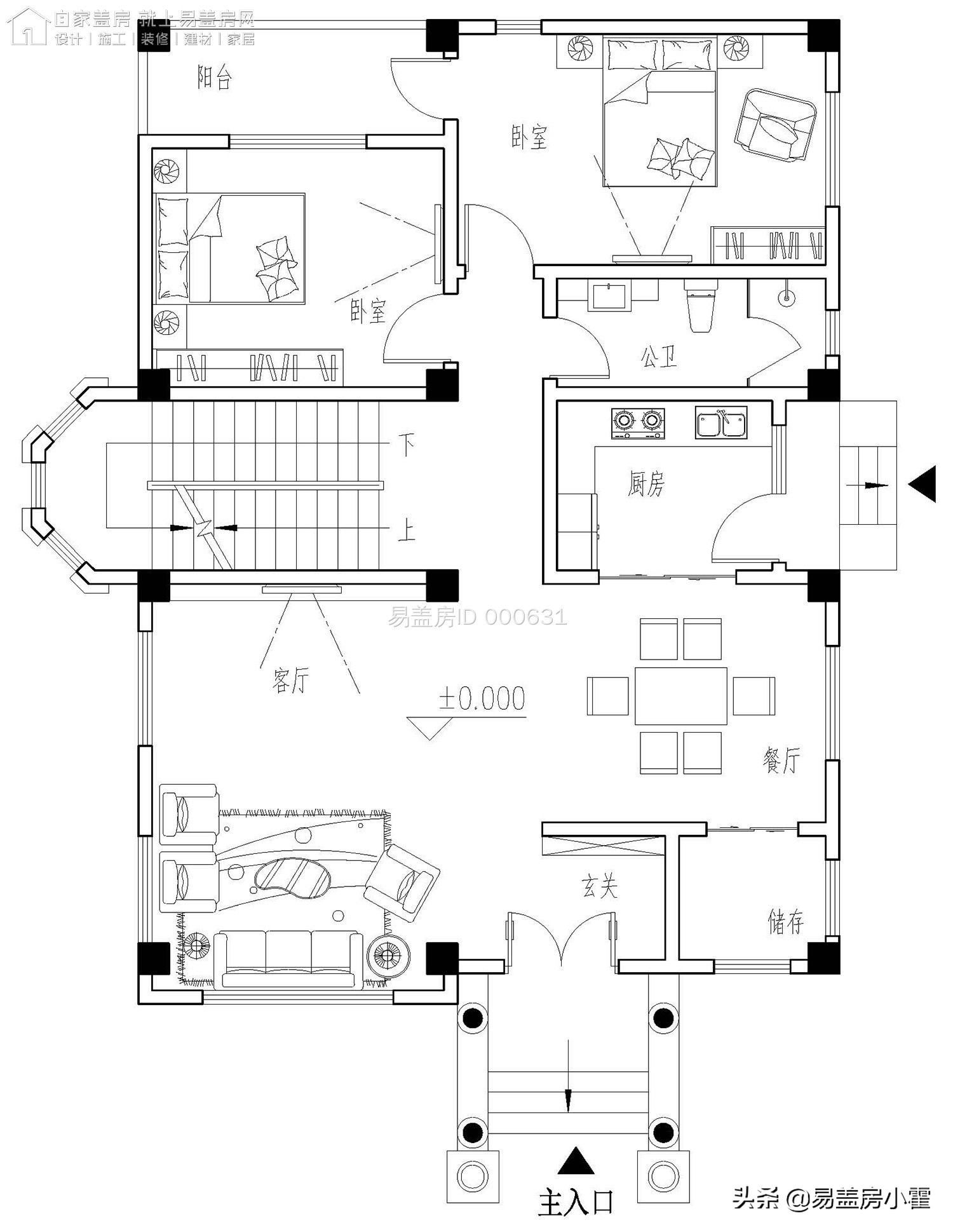 农村自建房2层欧式别墅设计,面宽10米欧式风格二层小别墅