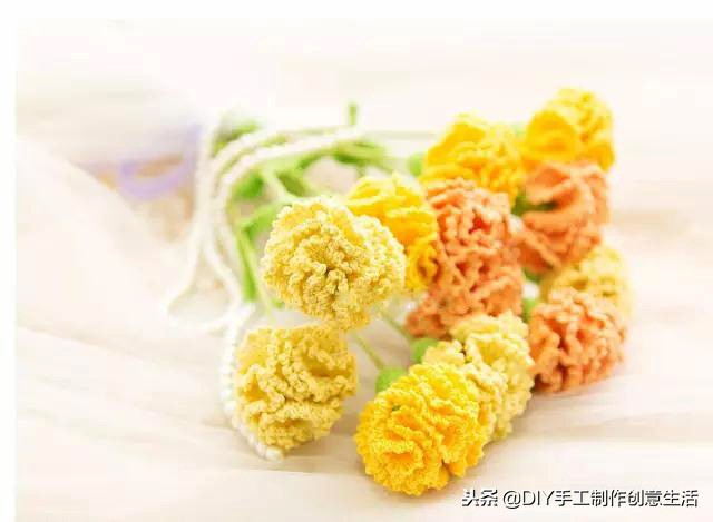 最简单的康乃馨钩织教程,毛线钩母亲节康乃馨花教程