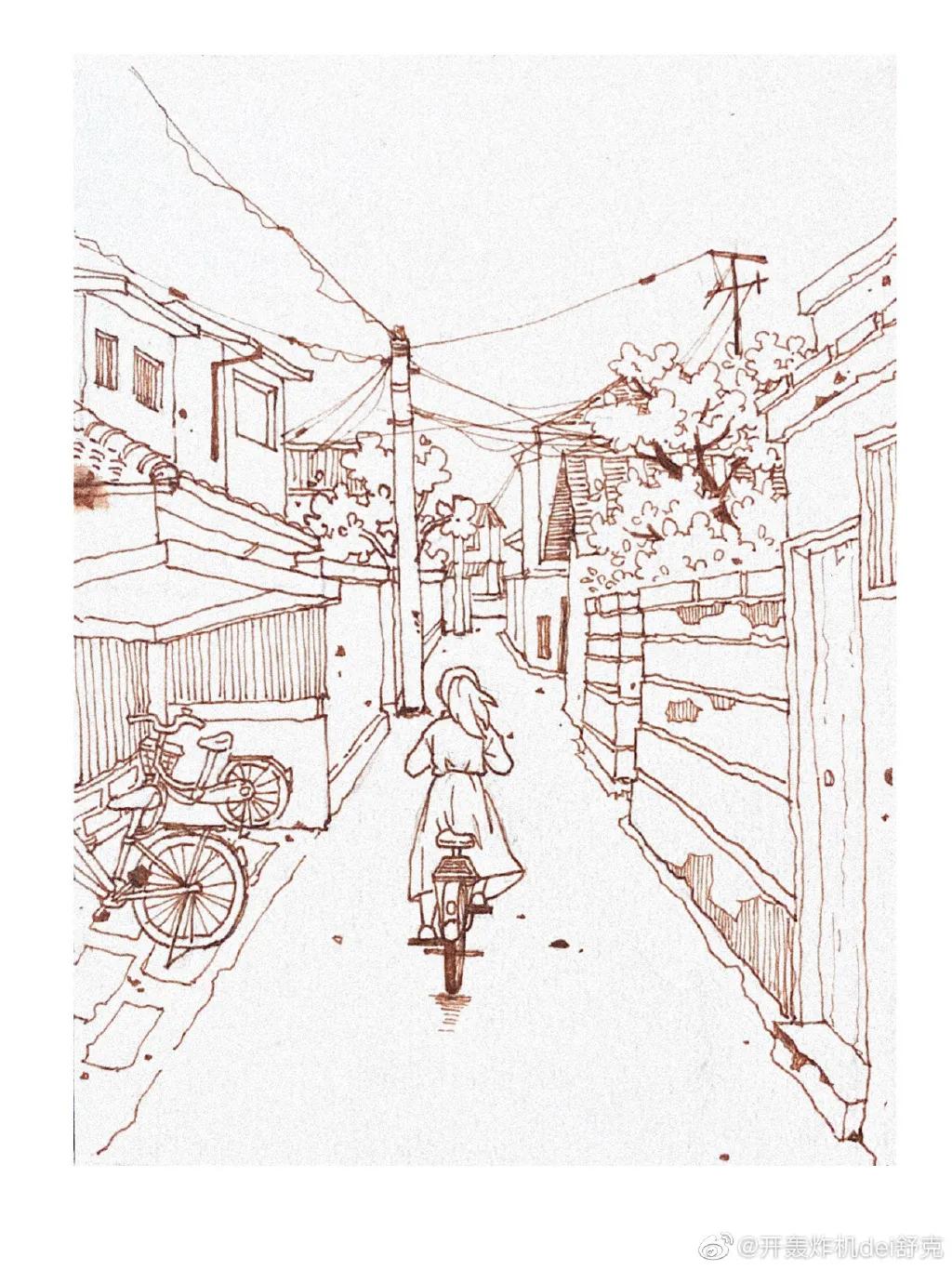 意境钢笔水彩画步骤,钢笔水彩画临摹简单入门