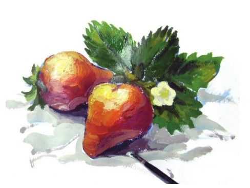 透明碗装草莓水粉怎么画,怎么用水粉颜料画草莓