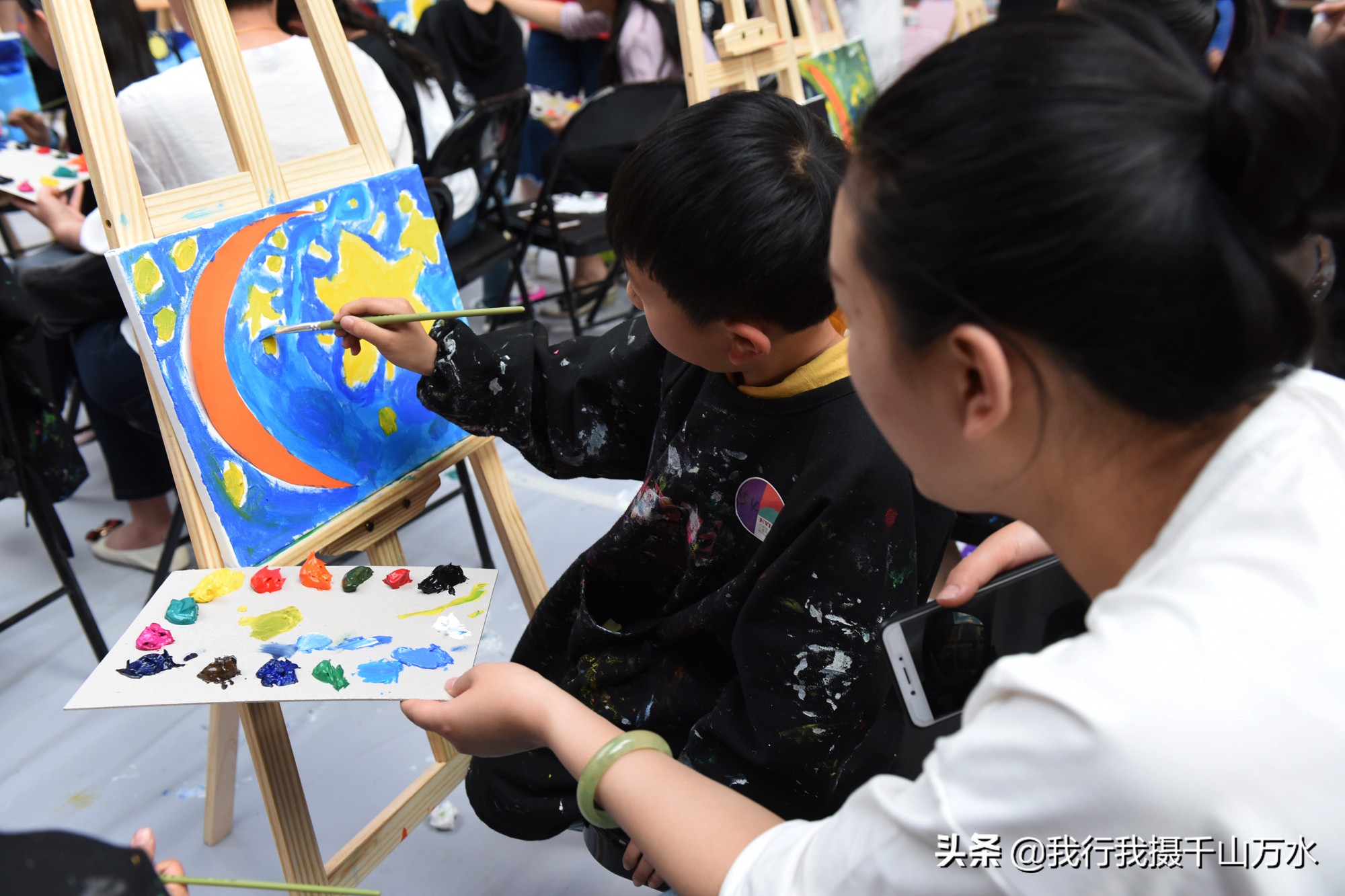 梵高的星空绘画教程油画棒,梵高星空儿童油画教程