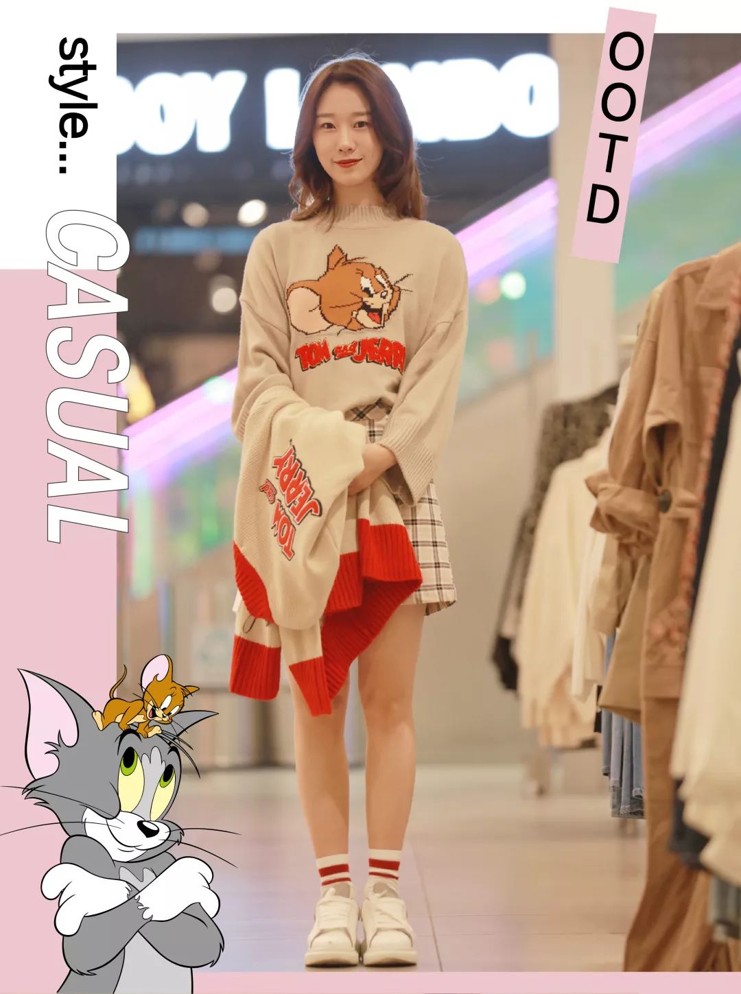 卫衣加绒猫和老鼠联名款 (猫和老鼠匡威联名穿搭)