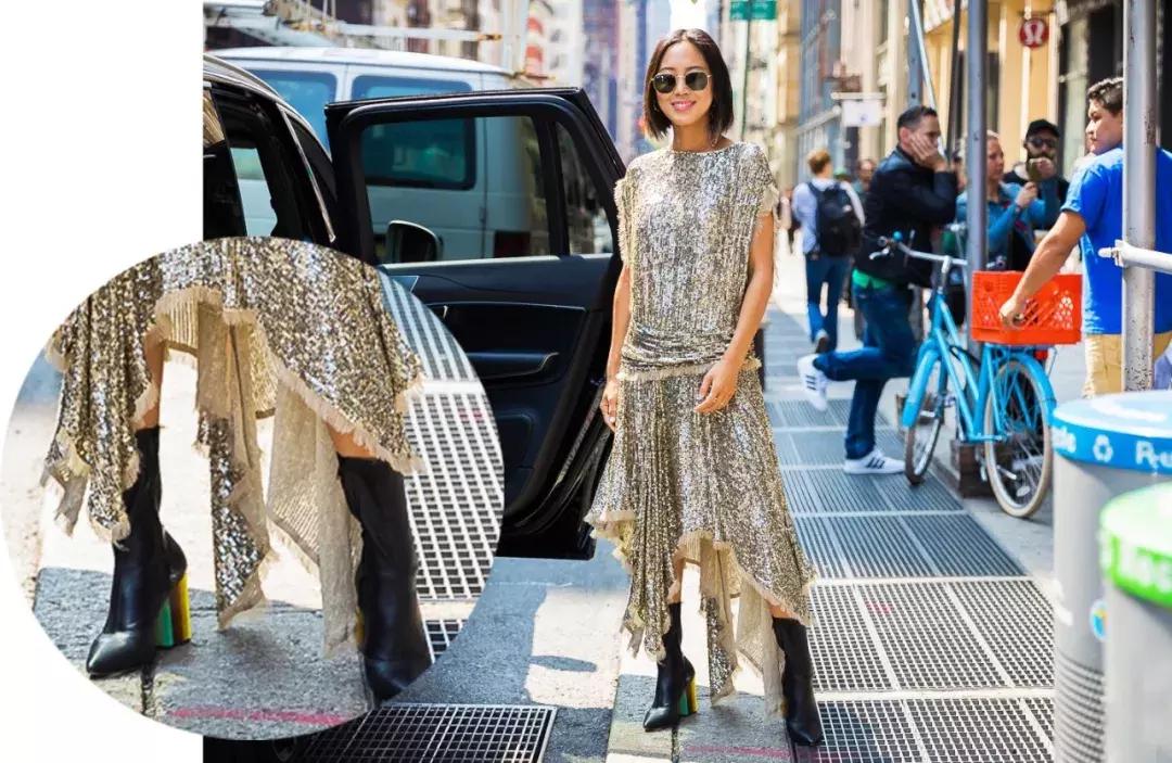 袜靴裙装解锁超能打的时髦组合,袜靴穿搭裙子