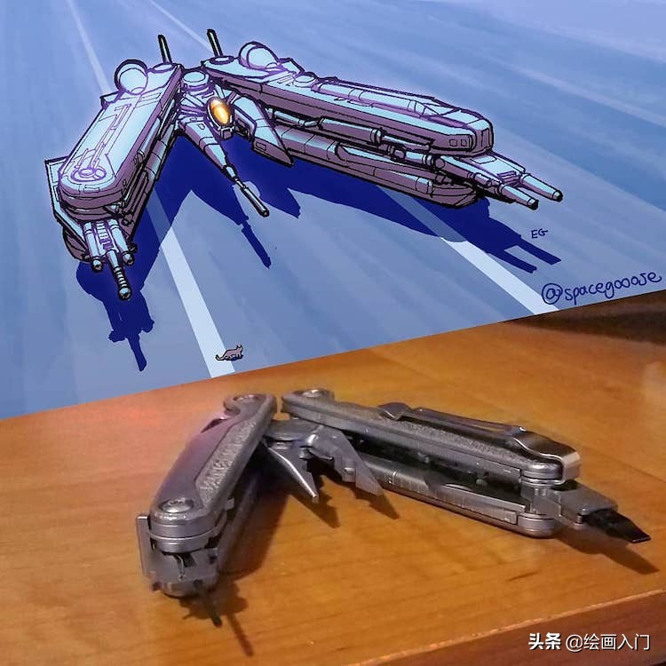 科技绘画太空飞船创意说明,7-12岁儿童创意绘画飞船