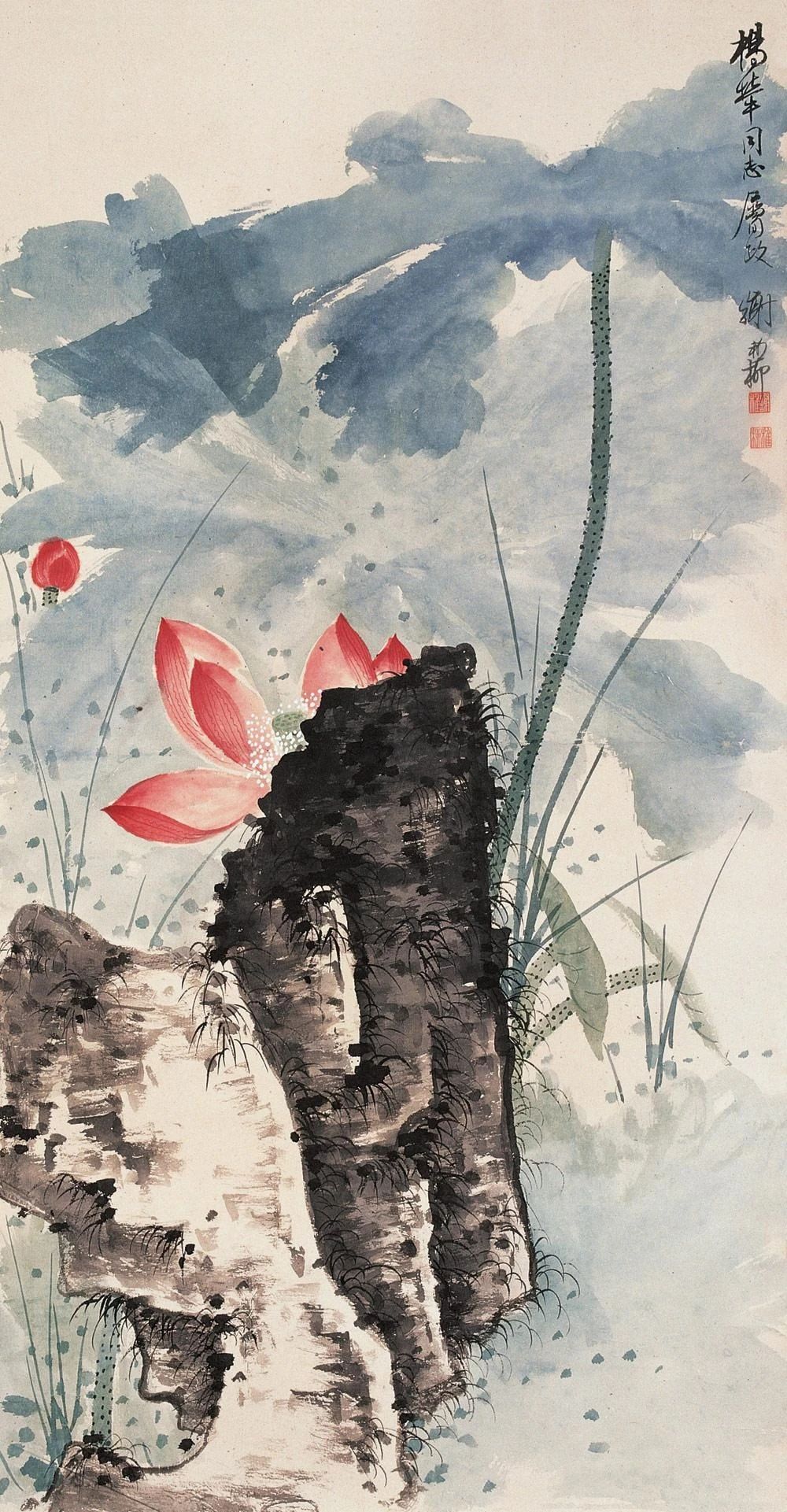 墨与色相碰撞，他笔下的荷花出淤泥而不染飘来阵阵清香