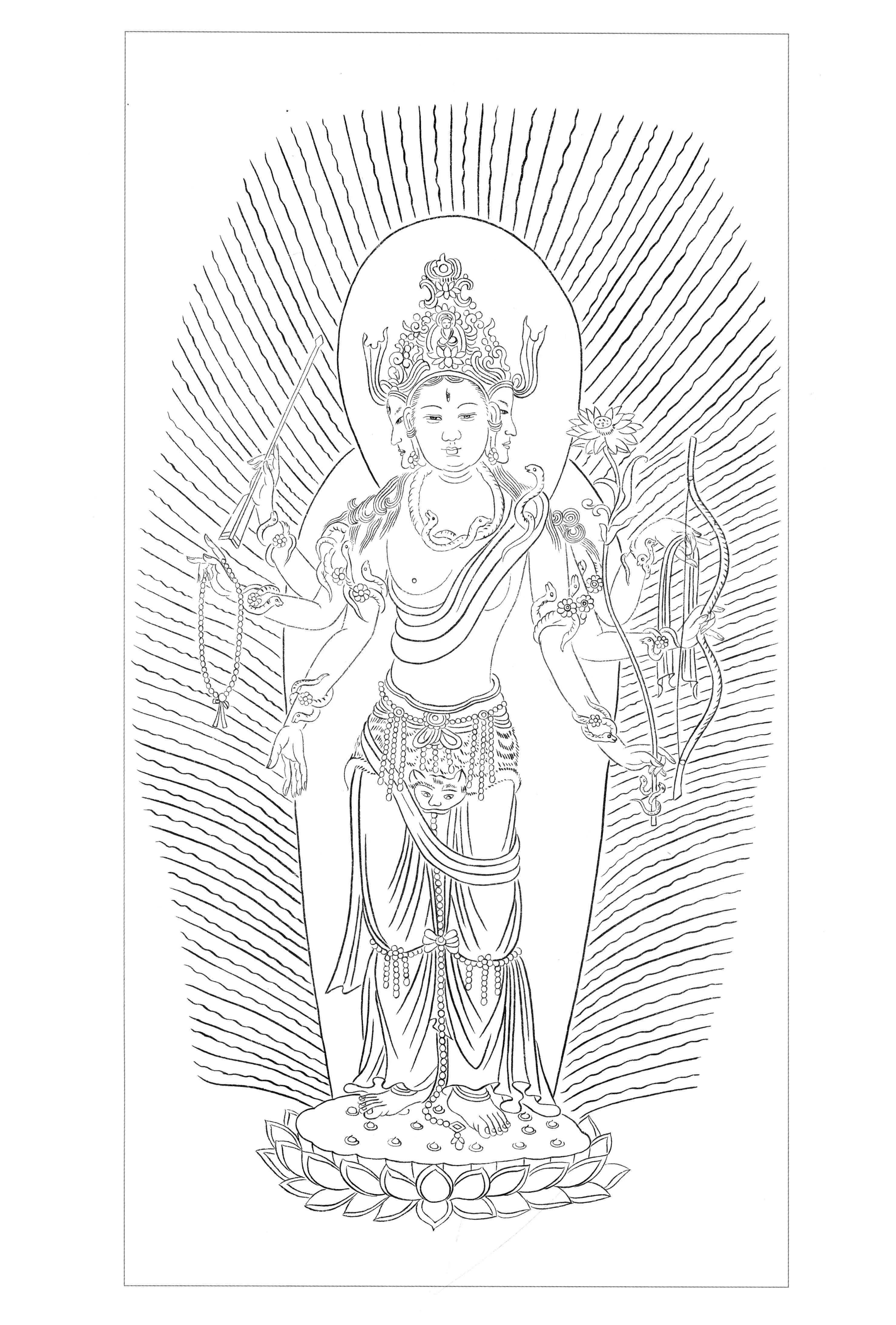 图谱神话人物工笔画白描,国画工笔人物白描图片大全大图