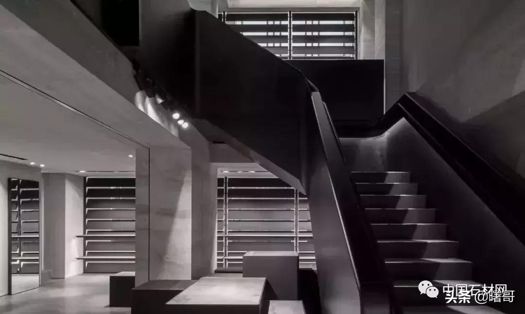 门店大理石楼梯效果图,轻奢大理石楼梯