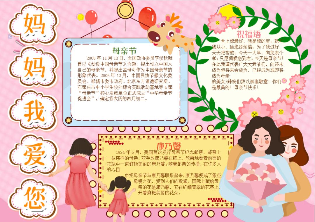 感恩母亲节手抄报小学生4至6年级,二年级感恩母亲节手抄报图片大全