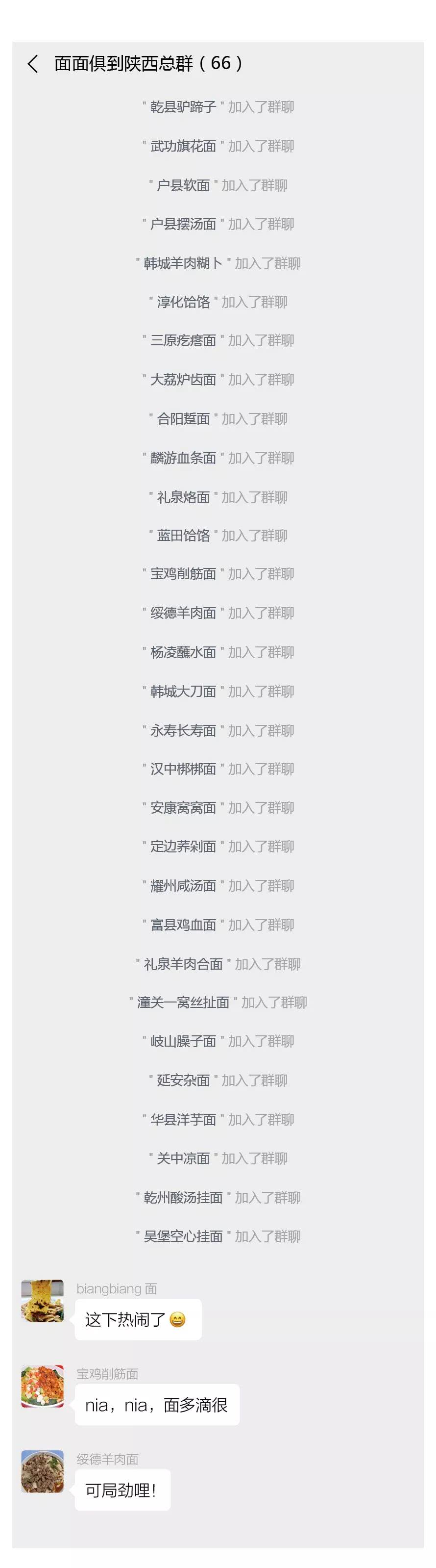 陕西面食建了一个微信群，看看都说了些啥？