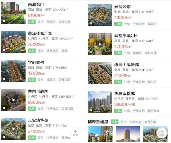 菏泽市区房价刚刚出炉的价格表,2021年菏泽房价下跌小区详细