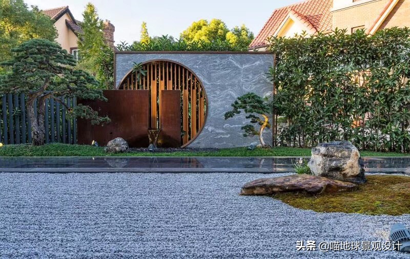 景墙圆形造型价格,简洁欧式庭院景观墙设计