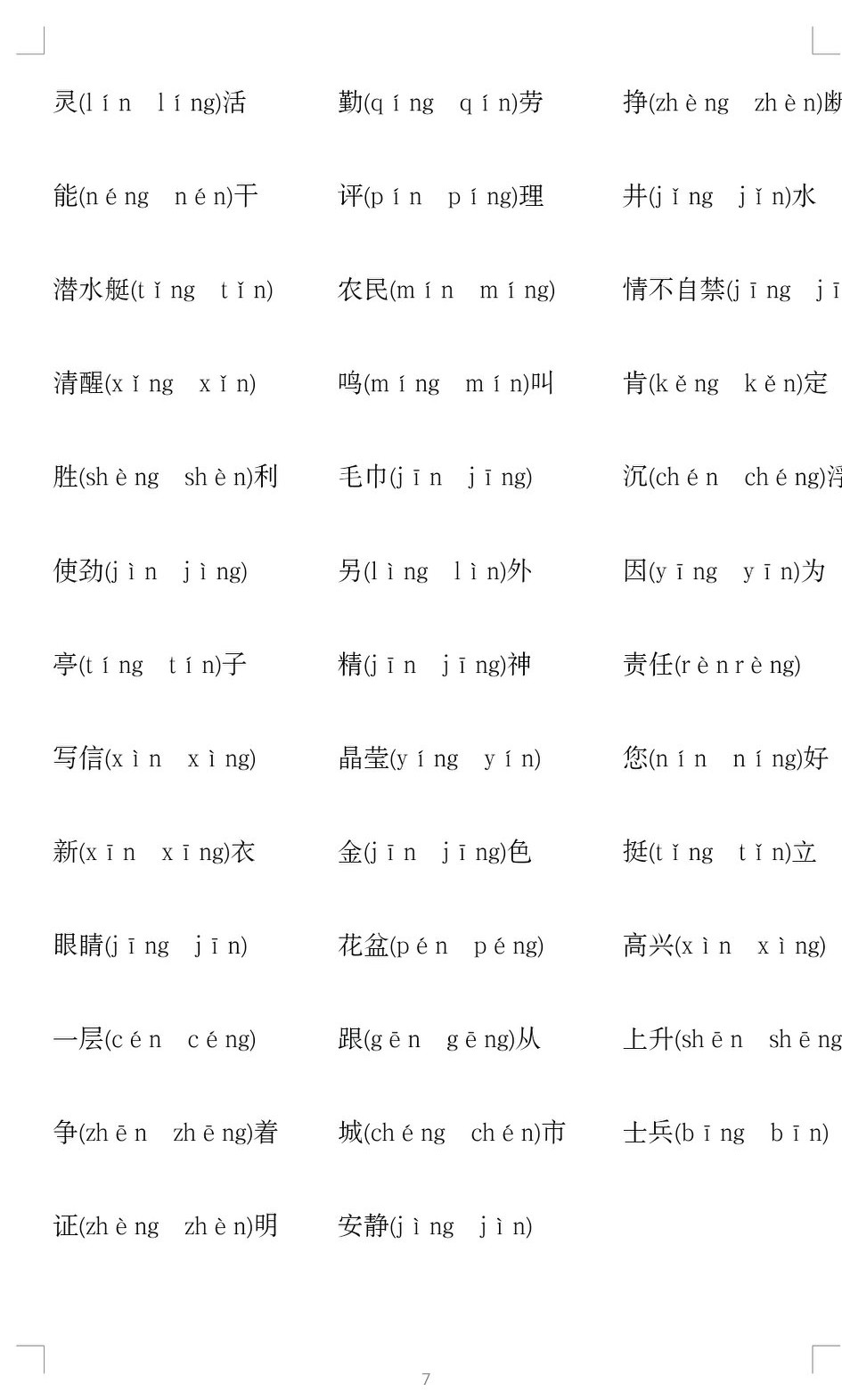 前鼻韵母后鼻韵母认读区分,前鼻韵母和后鼻韵母表练习
