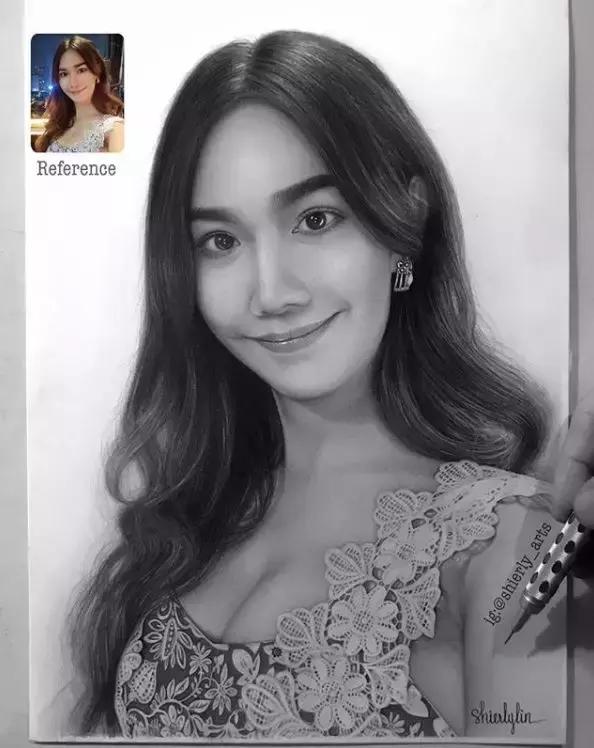 她画的素描比本人还美！比照片还真实，24万网友已被她征服