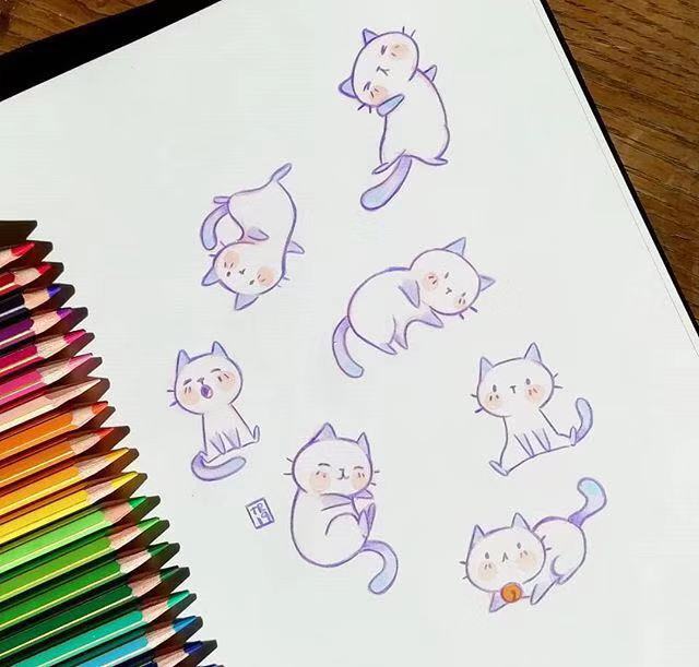 超可爱的一组铅笔画,100幅治愈系故事小插画彩铅