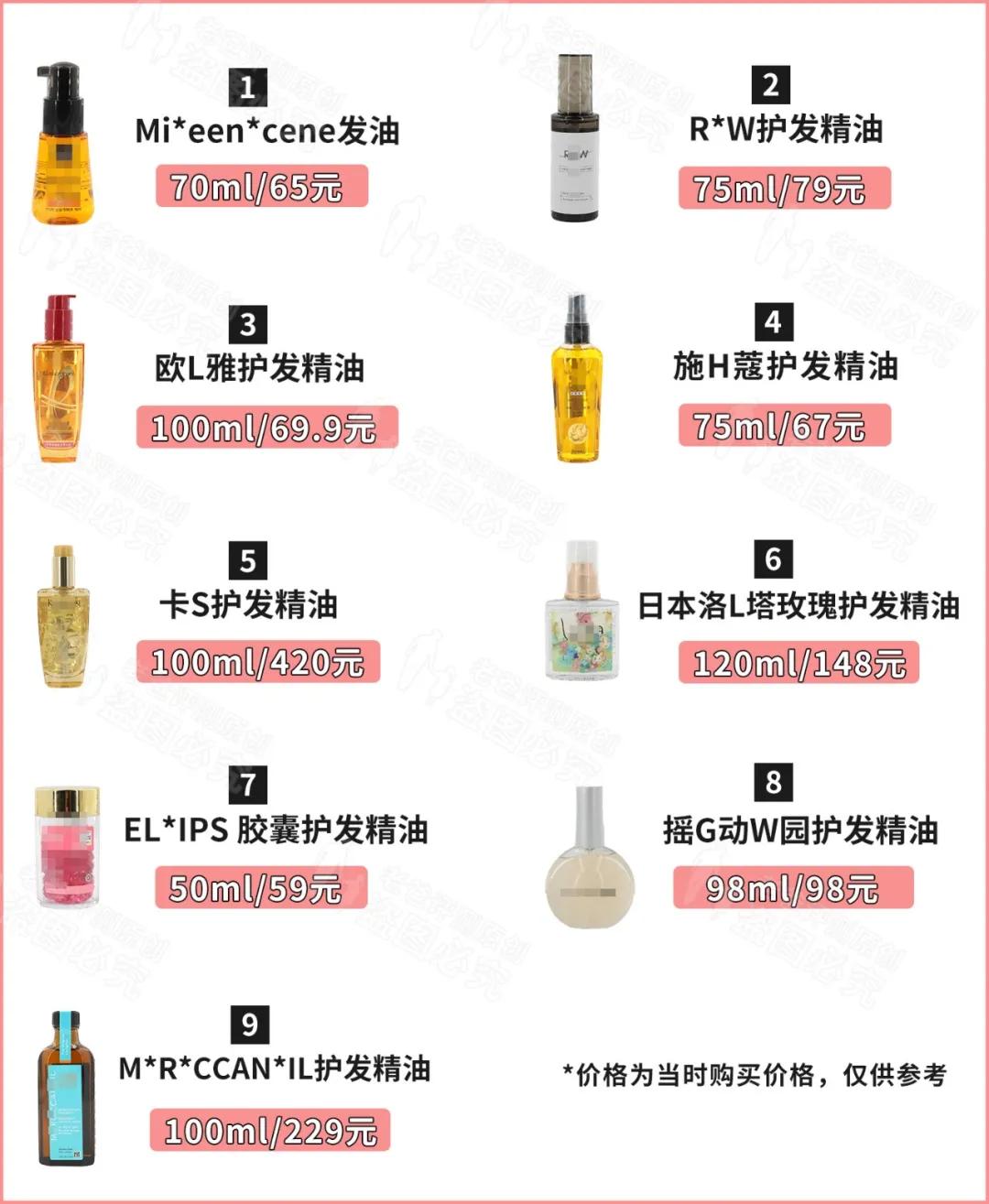 评测了9款护发精油,护发精油最新测评