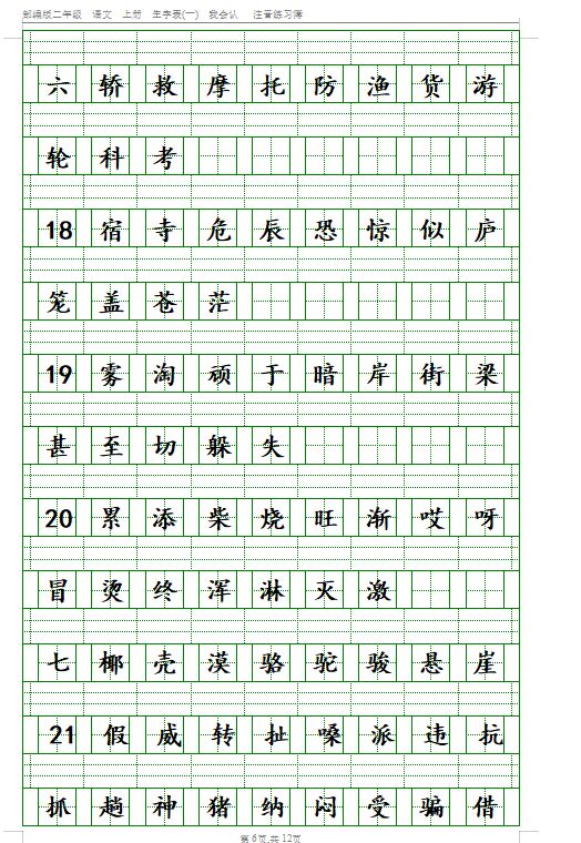 部编版1-6年级语文上册必背内容,部编版语文6年级上册背诵资料