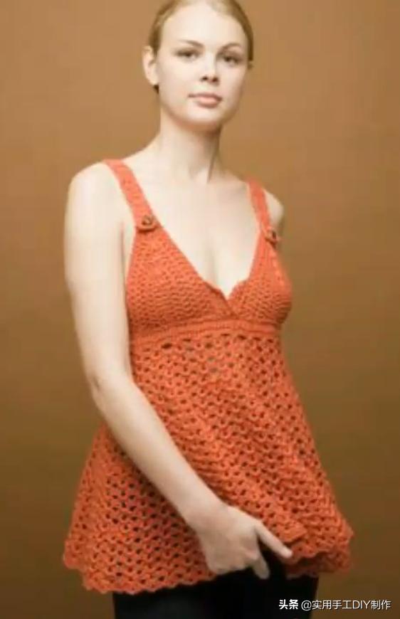 钩针蕾丝背心,针织背心手织花形图案