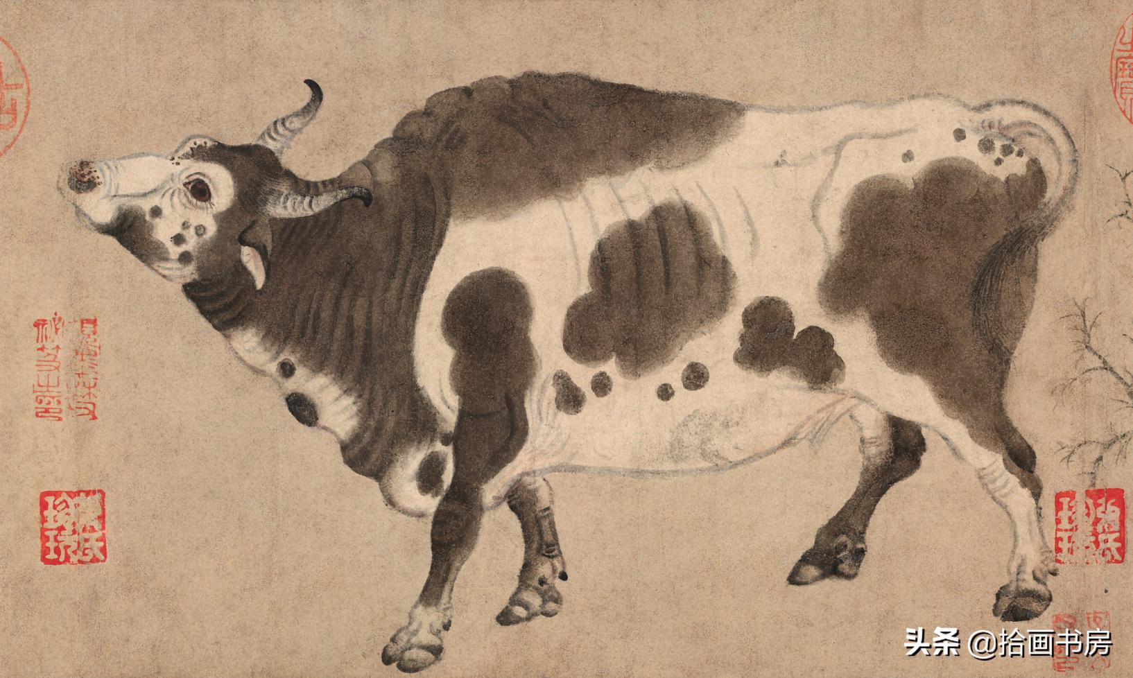 韩滉五牛图用厚重的线条,韩滉《五牛图》高清图