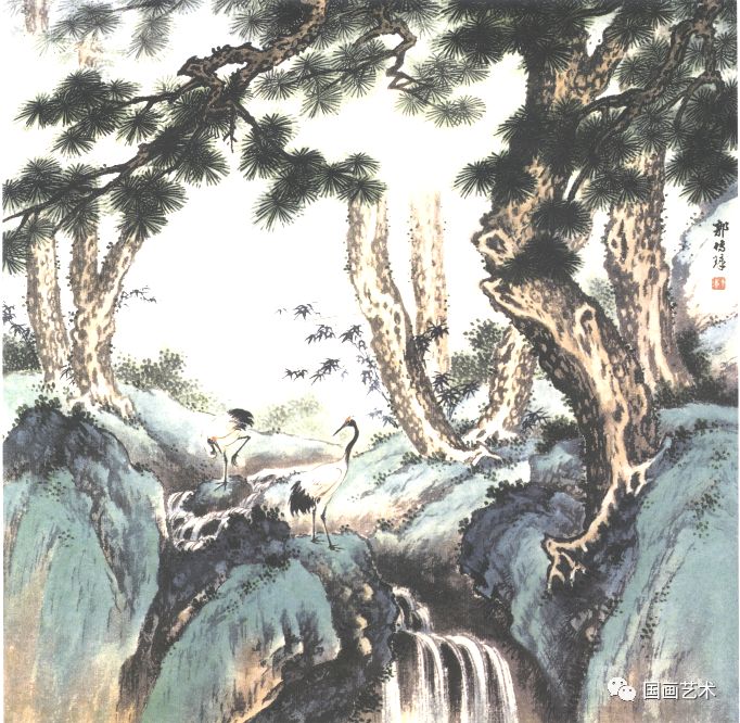 松鹤延年比较有名的图画,写意松鹤图看一下