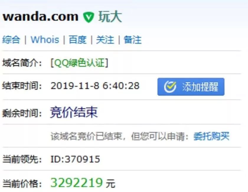 价值6000万的域名wanda.com被拍300多万，知道真相的我眼泪掉下来