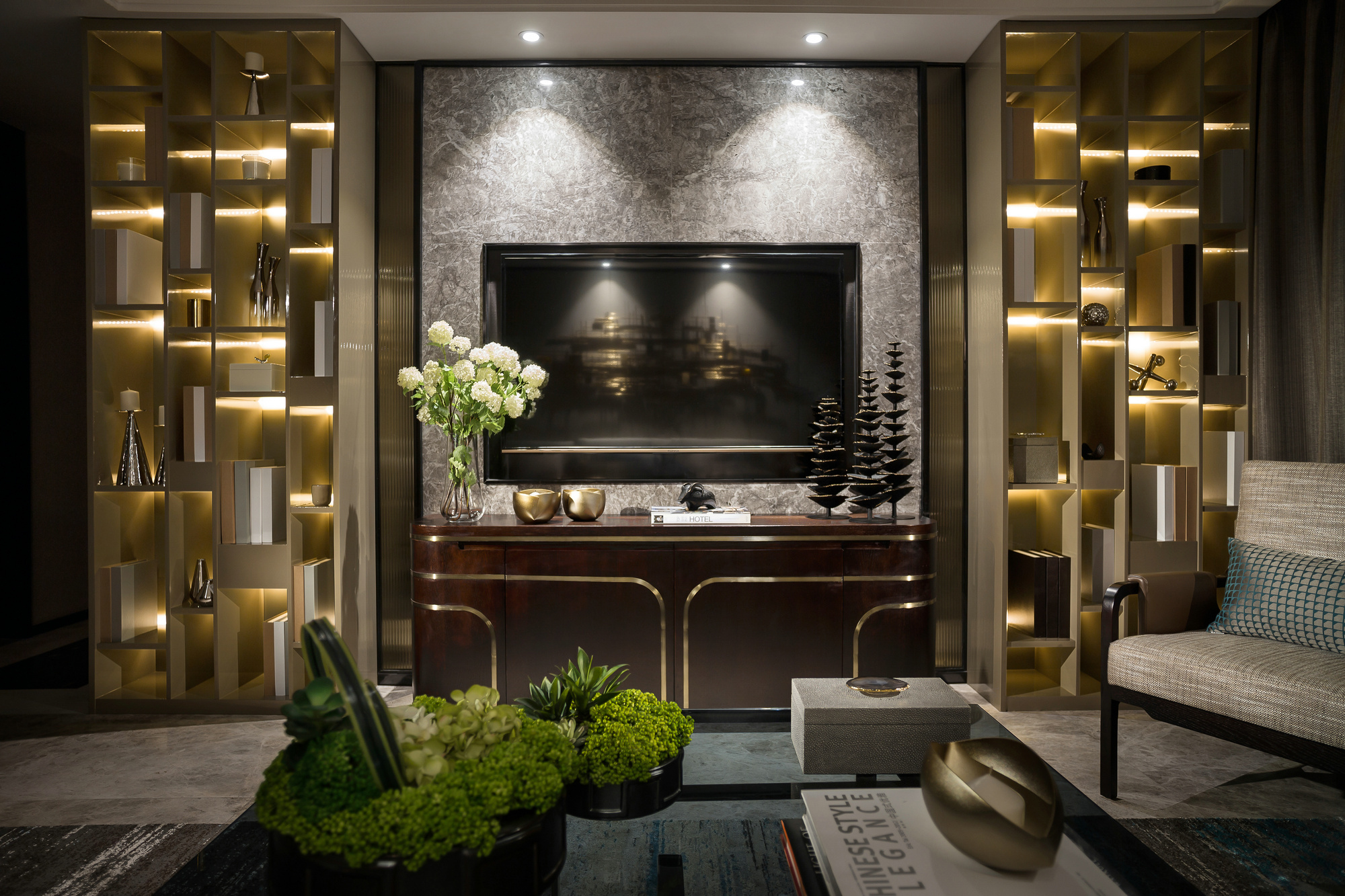 房子装修漂亮便捷的背景墙来啦,背景墙较短新中式效果图大全