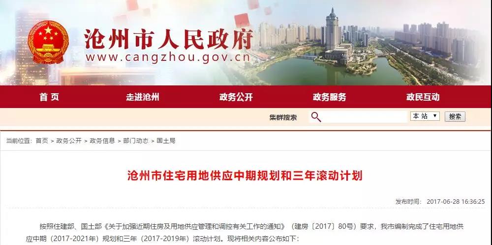 2019沧州土地供应,沧州市区挂牌7宗土地