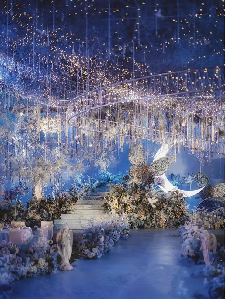 一场神秘浪漫的星空婚礼主题,奢华梦幻蓝色星空婚礼