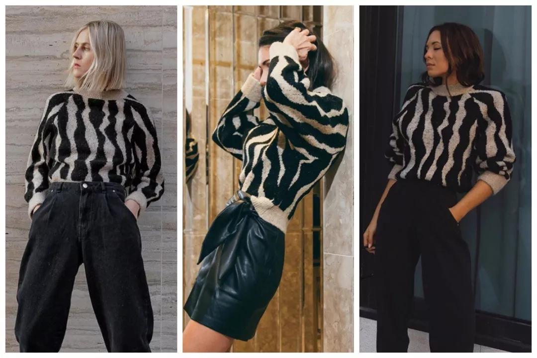 刘雯拉链毛衣哪个牌子好看,刘雯穿的熊图案毛衣