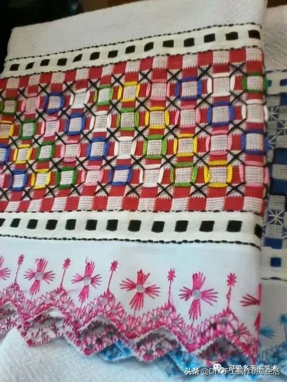 桌布花边的手工刺绣,刺绣桌布diy简单图案