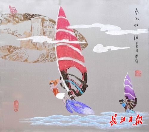 “兵兵”跃上汉绣展荆楚风韵,汉绣非遗传承人自创50幅作品迎军运