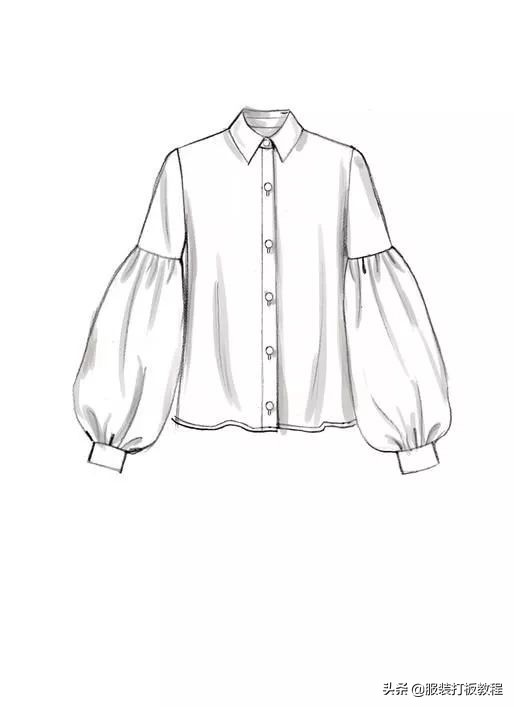 长袖衬衫裁剪教程来了,简单衬衫制版图