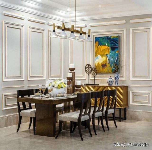 石膏线条天花板装修效果图,简单的石膏线条装修