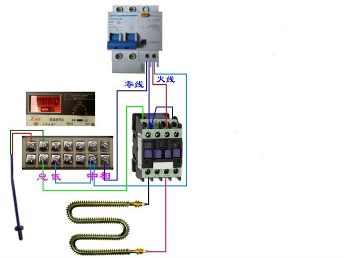 温度控制线路实物接线图,最简单温度控制电路图