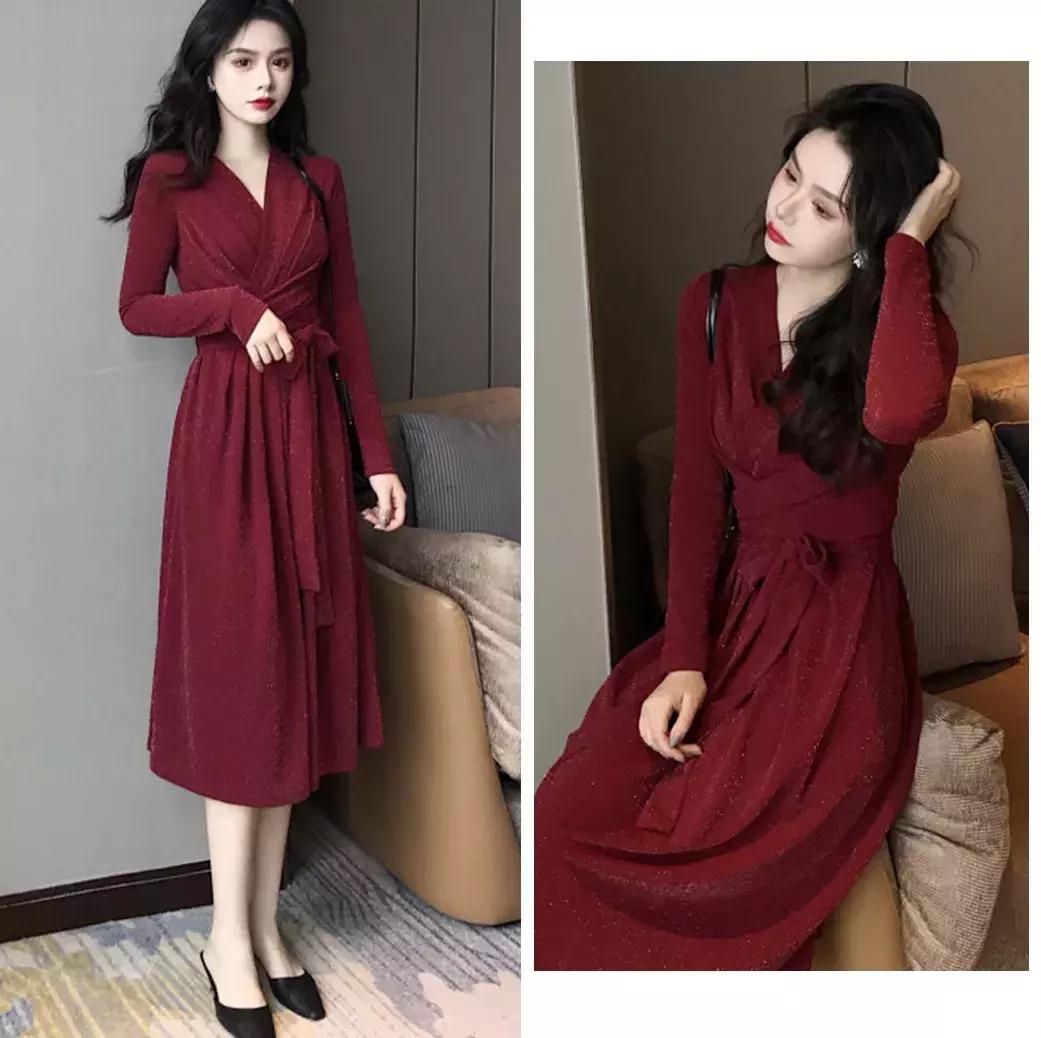 夏季初恋法式复古气质长裙,温柔风初恋系连衣裙冬季穿搭