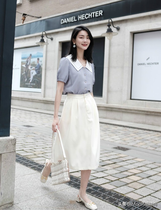 米色半身裙今年最火的半身裙,气质显瘦半身裙时尚减龄超有气质