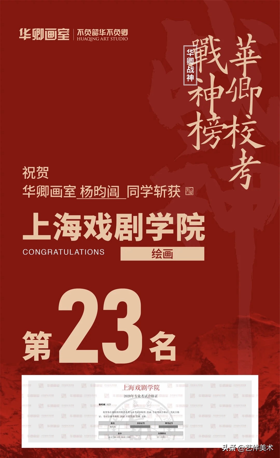 华卿画室—上戏四冠王专访“我想告诉您，我一定不会让您失望的”