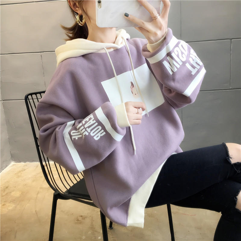 「女装」最新款式宽松加绒连帽卫衣/089654