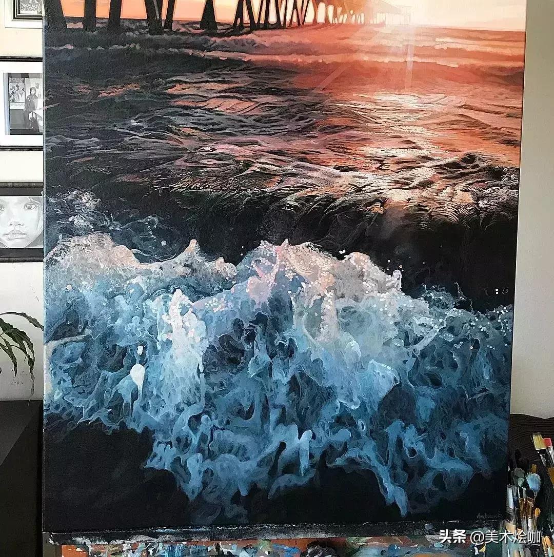 简单而又漂亮的大海图绘画,用水彩笔画一幅美丽的大海画