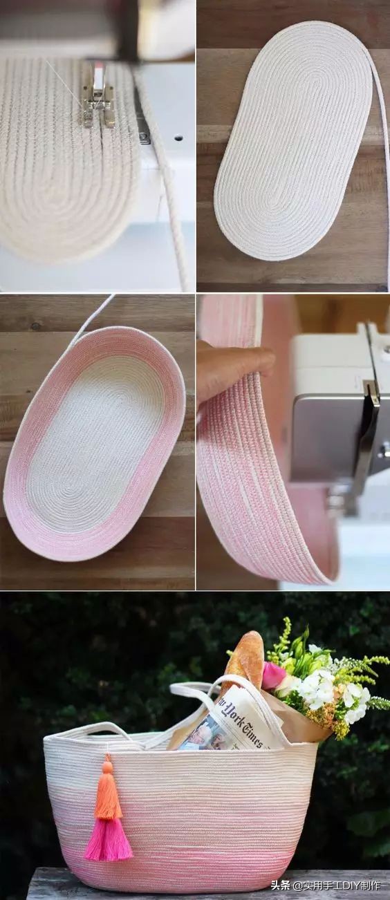 手工用绳子编织篮子简单又好看,怎样手工编篮子