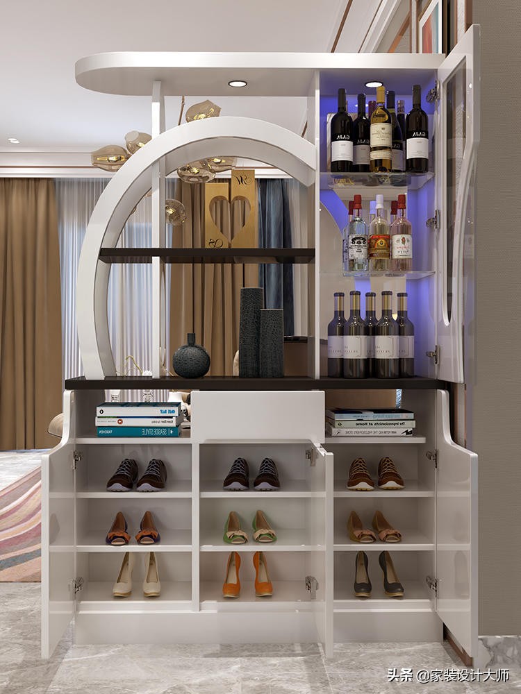 简单大气实用客厅鞋柜屏风,屏风带鞋柜效果图大全2023款