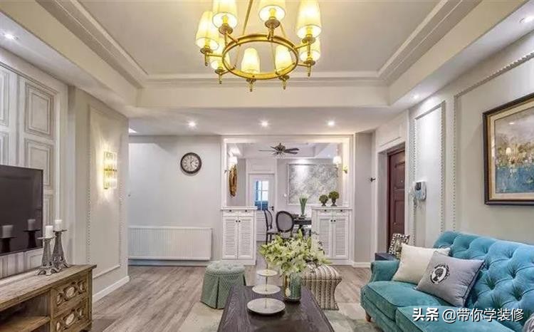 餐厅和客厅的美式隔断效果图,3房2厅带隔断装修风格