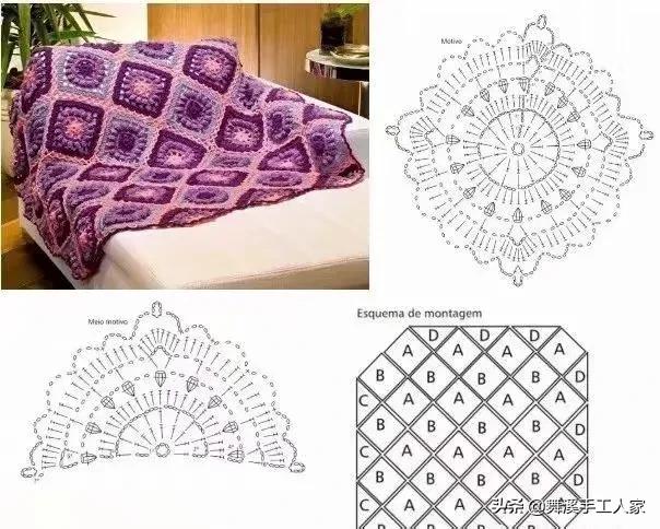 剩下的毛线钩织的小毛毯视频,毛线钩针编织斜纹彩虹毯子