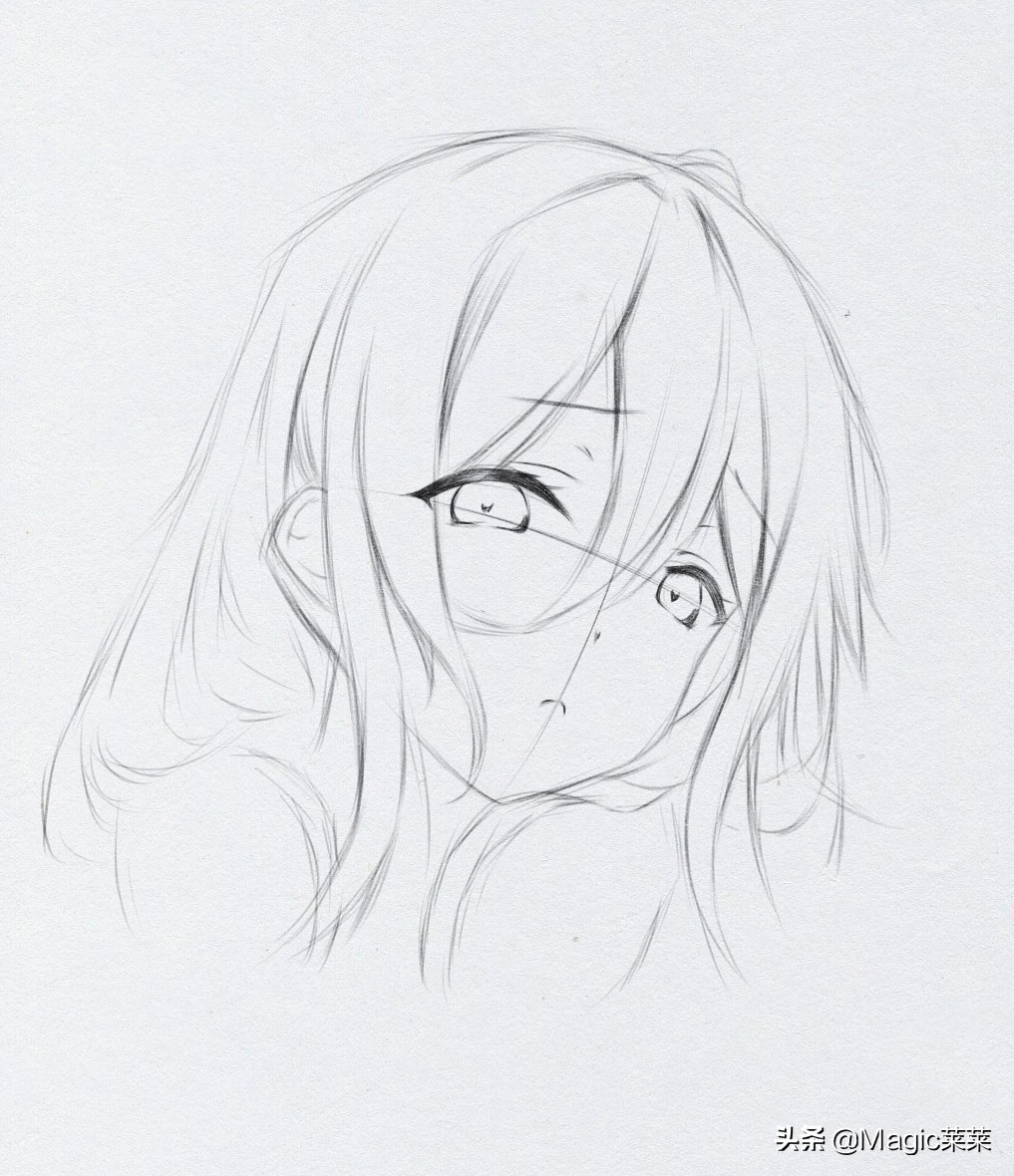 教你画美女黑白插画绘画过程分享,教你简单画少女动漫