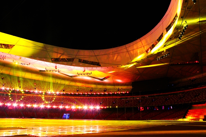 国家奥体中心灯光秀,鸟巢朝阳灯光节