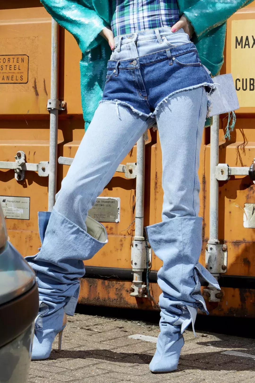 洋气破洞牛仔裤九分牛仔裤,回头率高的破洞牛仔裤