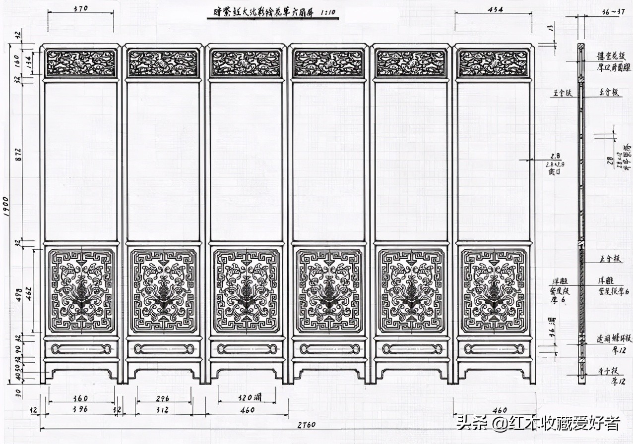 中国传统家具手绘三视图,古典家具设计图纸