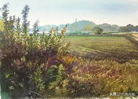 日本淡彩水彩画,日本富士山水彩画欣赏